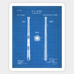 Baseball Bat Patent - Baseball Player Team Coach Art - Blueprint Sticker